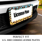 Blue Yellow Leopard License Plate Frame, Cheetah Leopar Print Car Accessories - Image 3