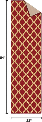 Ottomanson Hallway Runner Rug 1'10" x 7' Non Slip Trellis Area Rugs Easy to - Image 2