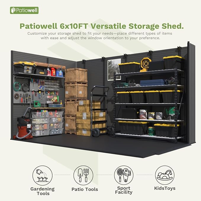 Patiowell 6x10 FT Outdoor Plastic Storage Shed - Image 5