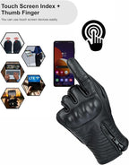 Full Finger Leather Motorcycle Gloves - Image 6