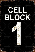 Cell Block 1 Space Vintage Metal Tin Sign Bar Cafe Garage Cave Home Room Wall by Unknown