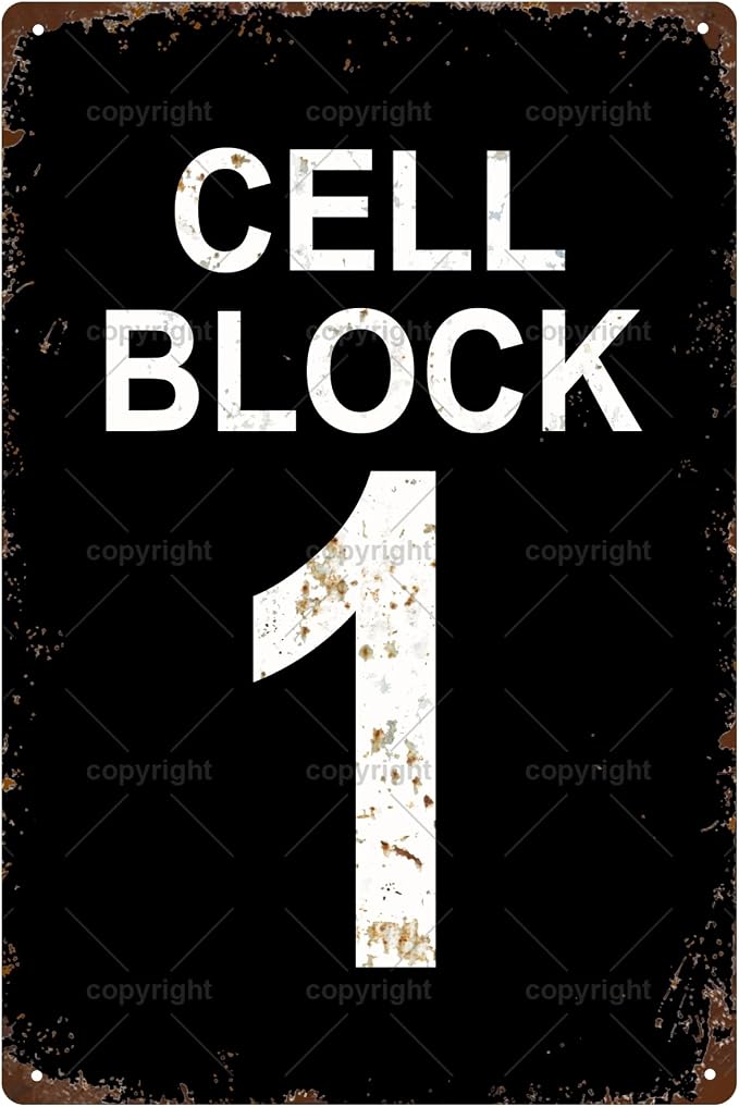 Cell Block 1 Space Vintage Metal Tin Sign Bar Cafe Garage Cave Home Room Wall by Unknown