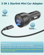 3 in 1 Starlink Mini Cable Cigarette Lighter 10FT Car Adapter - Image 3