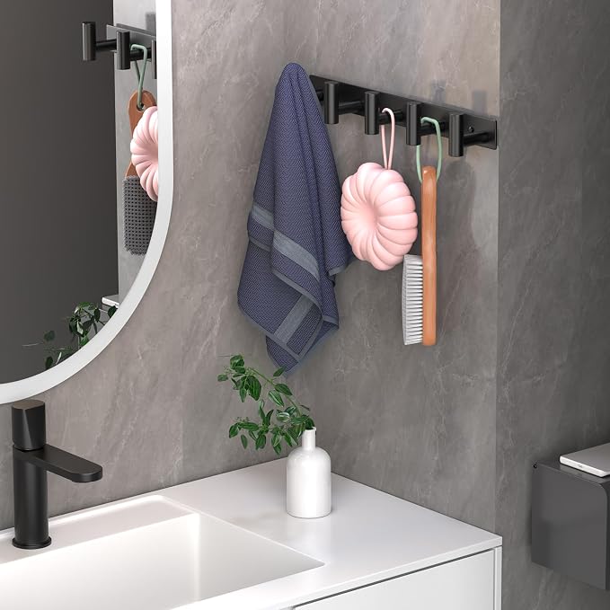 Coat Rack Wall Mounted with 5 Hooks, Metal Wall Hooks - Image 5