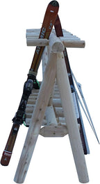 21-Place Freestanding Log Ski Rack Holder, Indoor & Outdoor Snowboard Racks - Image 5