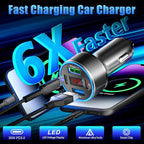 USB C Car Charger, 78W 4 Port Car Phone Charger Adapter Fast Charging, Dual USB - Image 2