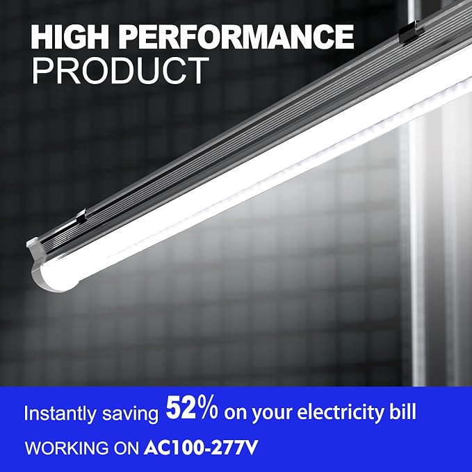 8FT LED Shop Light Fixture, 100W 15000LM 6500K, V Shape Linkable T8 Tube Lights - Image 4