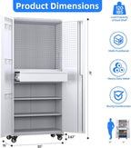 Garage Storage Cabinet with Locking Doors and 2 Adjustable Shelves, Pegboard - Image 3