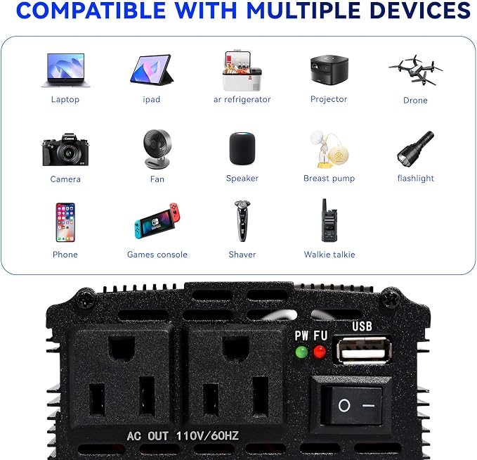 Power Inverter 500W Car Power Inverters, 12 Volt Inverter Car Cigarette Inverter - Image 4