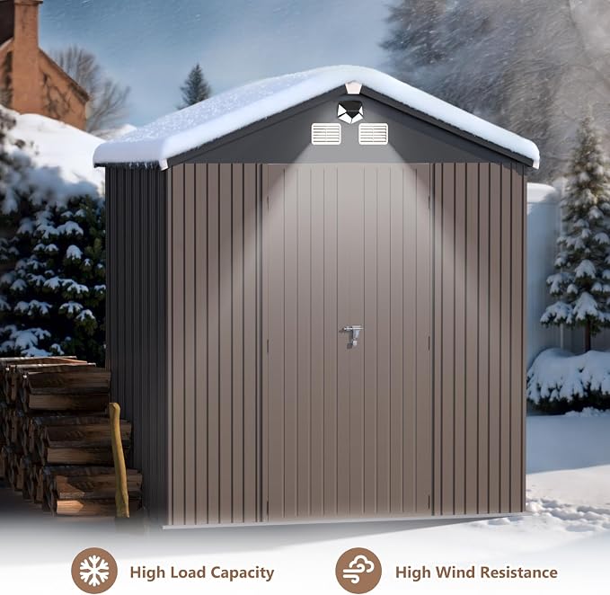 8x6 FT Outdoor Storage Shed, Metal Tool Sheds, Waterproof Outside Storage Shed - Image 5