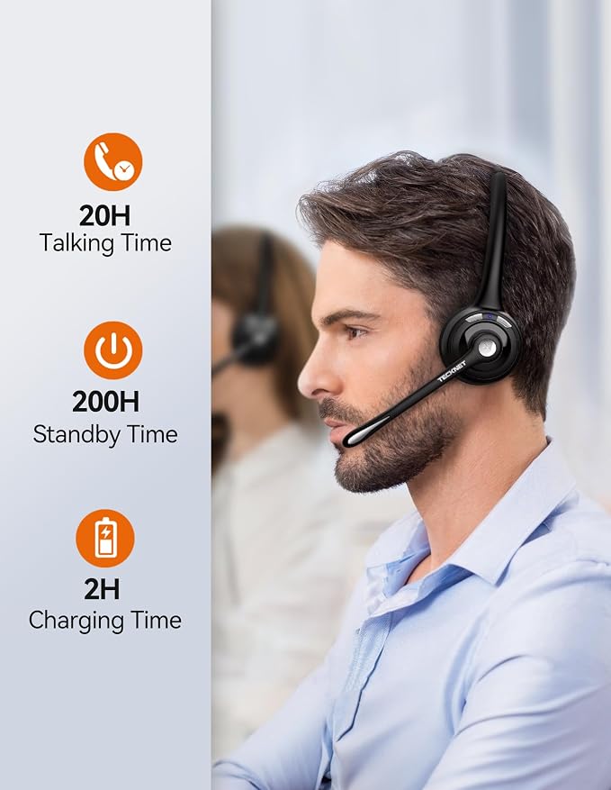 TECKNET Bluetooth Headset, Wireless Headset - Image 5