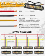 HLauto 1200T Emergency Strobe Grille Lights: 8pcs 12 LED Sync Feature Safety - Image 7