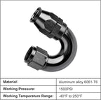 EVIL ENERGY 8AN 180 Degree PTFE One Piece Full Flow End Hose Fitting Aluminum - Image 3