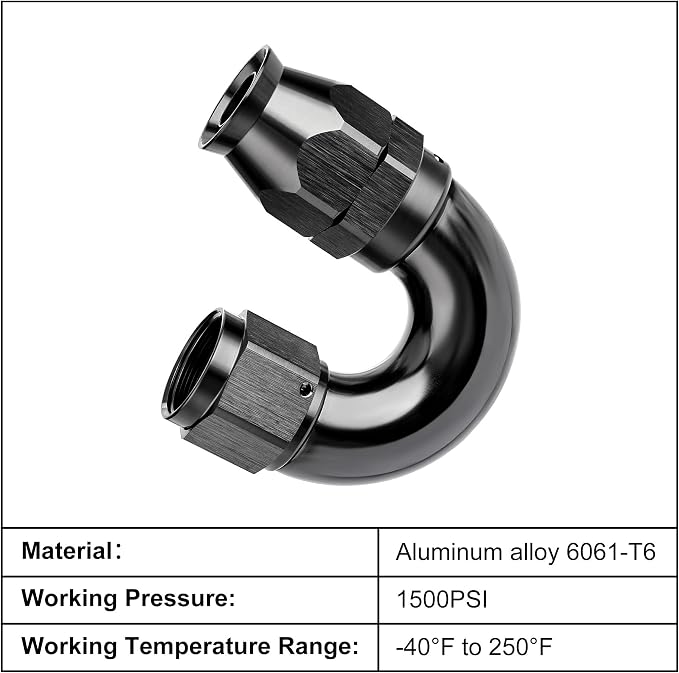 EVIL ENERGY 8AN 180 Degree PTFE One Piece Full Flow End Hose Fitting Aluminum - Image 3