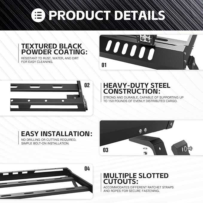 Roof Rack Cargo Basket with 4 PCS LED Light Bar Compatible with 2007-2024 Jeep - Image 5