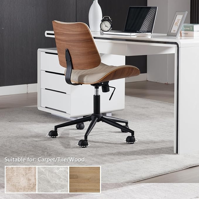 Home Office Chair No Arms with Wheels, Adjustable Height Small Desk Chair - Image 8