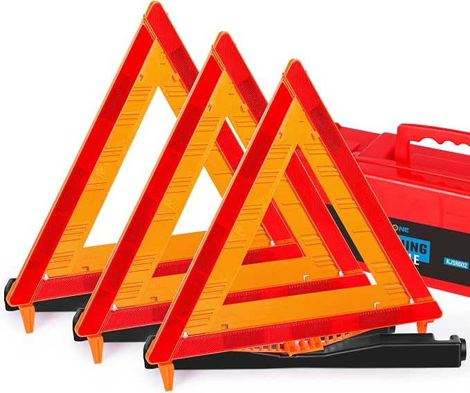 Noone Safety Triangles DOT Approved, 3 Pack Foldable Warning Reflective by NOONE