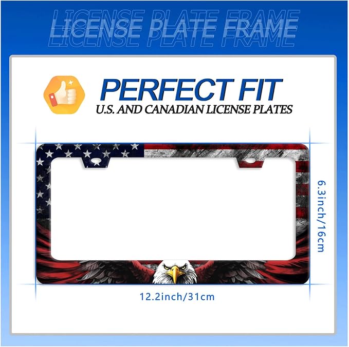 American Flag Eagle Patriotic License Plate Frame USA Flag License Plate - Image 7