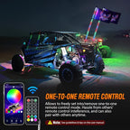 Nilight 2PCS 6FT RGB LED Whip Light, Remote App Control w/DIY Chasing Patterns - Image 5