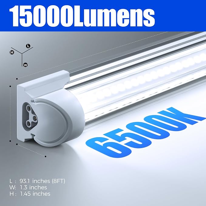 Barrina 8FT LED Shop Light, 100W 15000LM 6500K Super Bright White, Linkable - Image 2