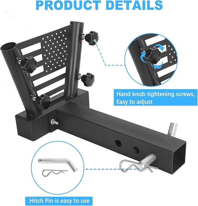 Heavy Duty Dual Hitch Flag Pole Holder - Image 3