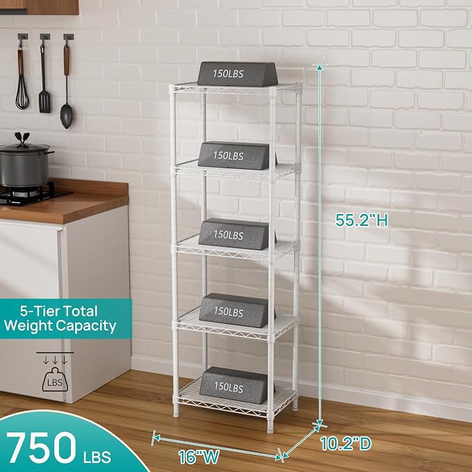 SINGAYE 5 Small Wire Shelves Kitchen Pantry Close Home Organizers and Storage - Image 3
