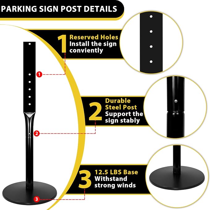 Parking Sign Post with Base - Image 3