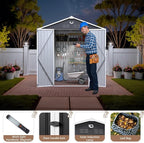 8X6 FT Outdoor Storage Shed, Metal Garden Shed - Image 2