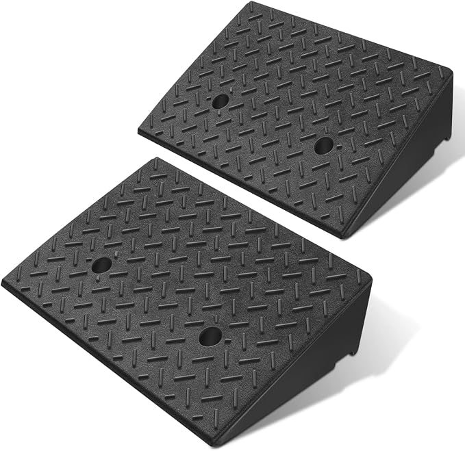 DNA MOTORING 2pcs 5.3" Rise Rubber Curb Ramp Heavy Duty Loading Driveway Ramp by DNAMOTORING