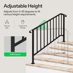 VIVOSUN Outdoor Handrail, 5 Step Stair Handrail, Wrought Mattle Iron Stair - Image 4