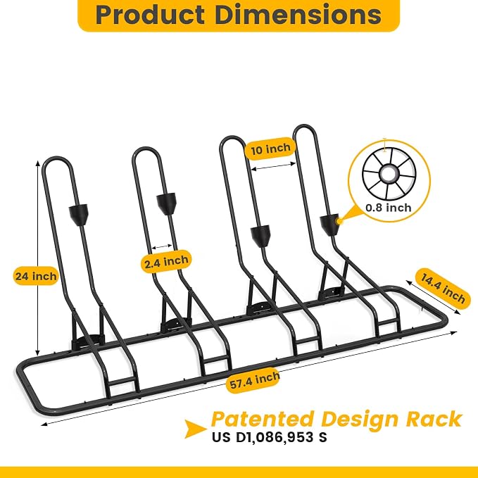 4 Floor Bike Rack, Safeguard Disc Brakes & Derailleurs Design, Waterproof - Image 7