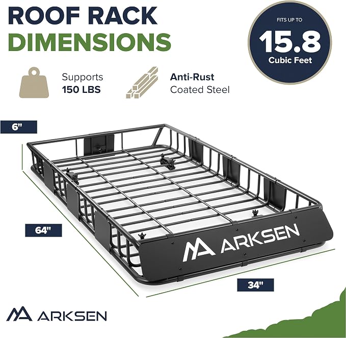 ARKSEN 64 x 34 x 6 Inch Universal Roof Rack - Image 8