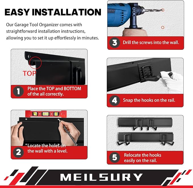 Garage Storage, 48-INCH Garage Tool Organization Wall Mount, Upgraded to - Image 6