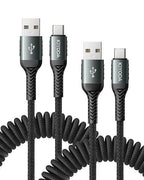 USB A to USB C Cable 3FT/6FT, Coiled USB C Cable - Image 9
