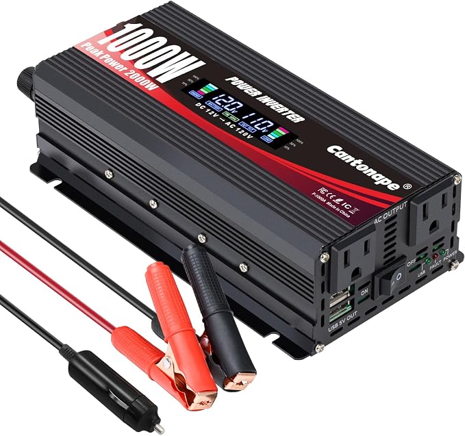 1000W/2000W Car Power Inverter DC 12V to 110V/120V AC Converter by Cantonape
