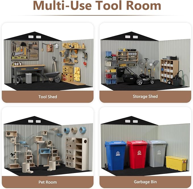 8x6 FT Outdoor Storage Shed, Metal Tool Sheds, Waterproof Outside Storage Shed - Image 8