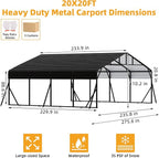 20' x 20' Heavy Duty Metal Carport - Image 2