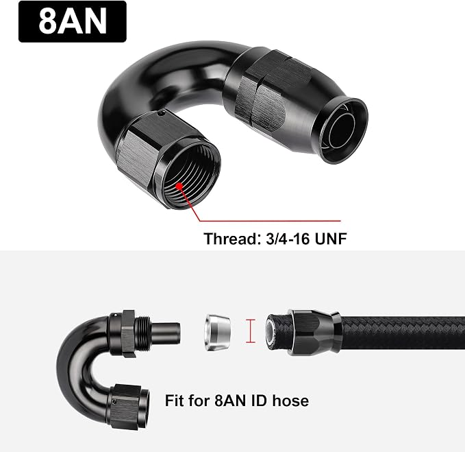 EVIL ENERGY 8AN 180 Degree PTFE One Piece Full Flow End Hose Fitting Aluminum - Image 4