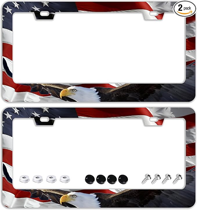 American Flag Eagle License Plate Frames by TQFTPT