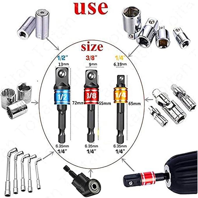 17pcs Flexible Drill Bit Extension, Include 3pcs Impact Socket Adapter 2pcs Hex - Image 9