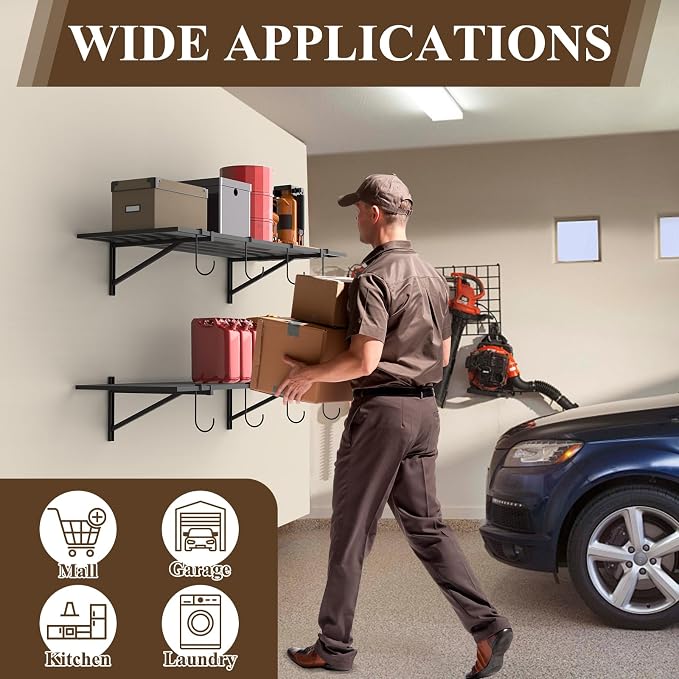 PEKGRIL Garage Wall Shelving Set of 2, 1.5X4 ft Garage Wall Shelves - Image 6