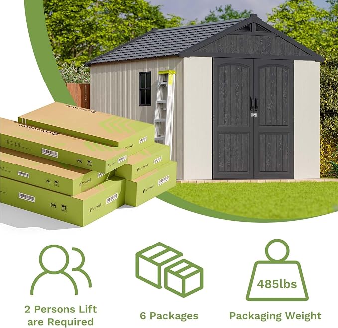 Patiowell 8x10 FT Plastic Shed Outdoor Storage Shed - Image 2