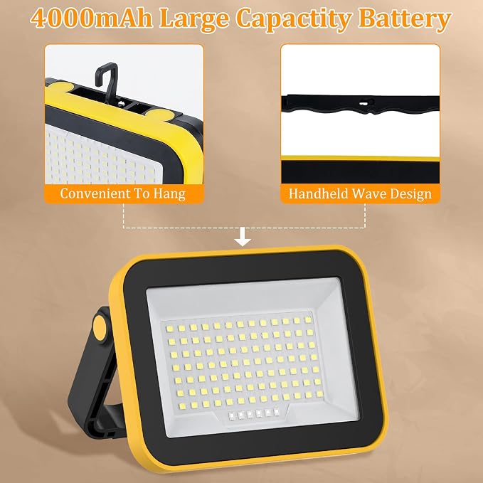 2 Pack Led Rechargeable Portable Work Light SMD LED Super Bright Flood Light - Image 5
