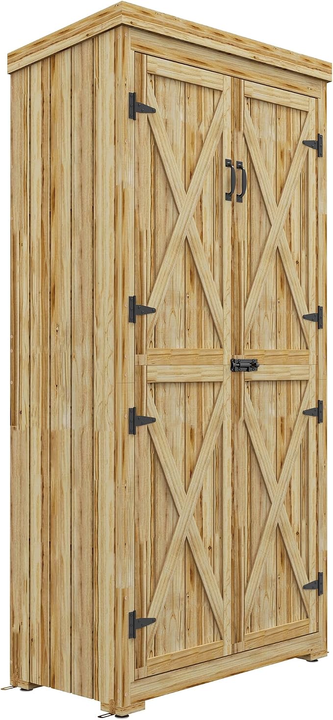 Wooden Garden Shed, Outdoor Storage Cabinet - Image 9