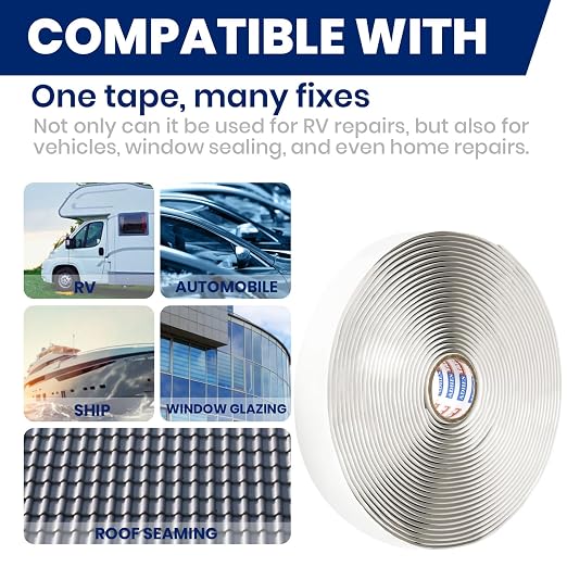 ADHES Premium Butyl Sealant Tape 1/2" x 30 'x 1/8" Gray Butyl Rubber Sealant - Image 3