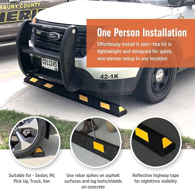 SmartSign Rubber Parking Curb, Heavy Duty Parking Stops - Image 5
