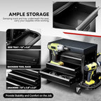 Auto Dynasty 3-Drawer Mechanic Rolling Seat, 350 LBS Capacity Roller Garage - Image 3