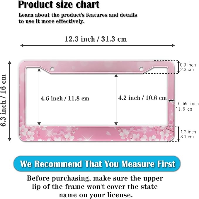 License Plate Frames for Girl Pink License Plate Cover for Women for Men Pink - Image 2