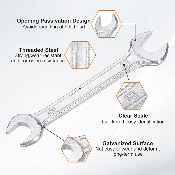 HARFINGTON 2pcs Double Open End Wrench 12mm x 13mm Metric 15 Degree Offset - Image 4