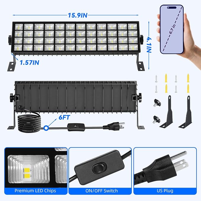 100W LED Shop Light, 11000LM Plug in Garage Light - Image 5